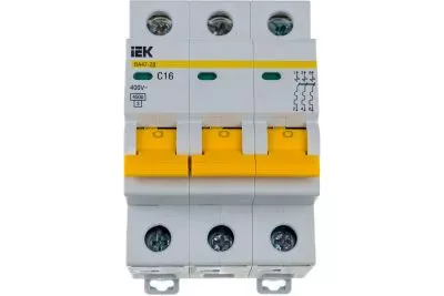 Автоматический 3-полюсный выключатель, 16А, С ВА47-29 4.5кА IEK MVA20-3-016-C