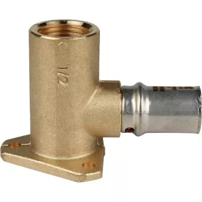 SFP-0012-001216 STOUT Угольник настенный с креплением удлинённый 1/2"х16 для металлопластиковых труб прессовой