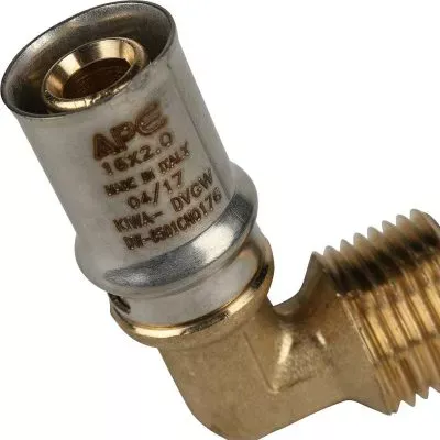 SFP-0011-001216 STOUT Угольник-переходник с наружной резьбой 1/2"х16 для металлопластиковых труб прессовой