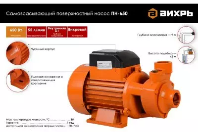 Поверхностный насос ВИХРЬ ПН-650