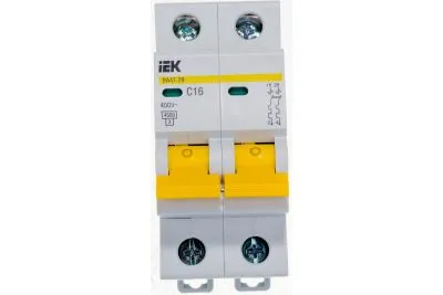 Автоматический 2-полюсный выключатель, 16А, С ВА47-29 4.5кА IEK MVA20-2-016-C