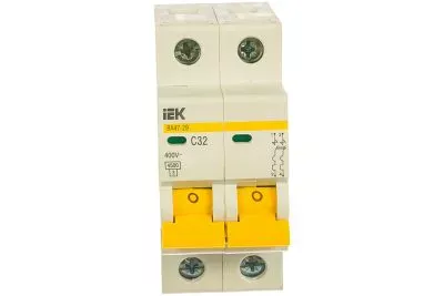 Автоматический 2-полюсный выключатель, 32А, С ВА47-29 4.5кА IEK MVA20-2-032-C
