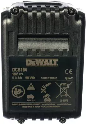 Аккумулятор (18 В; 5.0 А*ч; Li-Ion) DeWALT DCB 184
