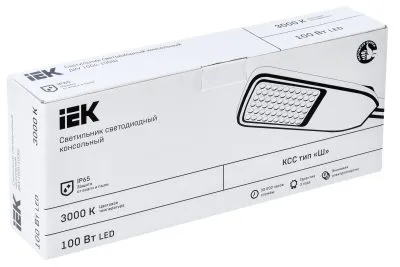 Светильник IEK ДКУ 1004-100Ш, LED, 3000К, IP65, серый LDKU1-1004-100-3000-K03