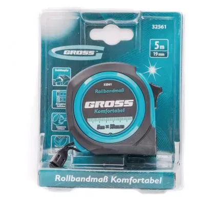Рулетка Komfortabel 5 м х 19 мм, обрезиненный корпус Gross