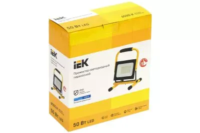 Переносной светодиодный прожектор IEK LED СДО 06-50П, 6500К, IP65, черный LPDO603-050-65-K02