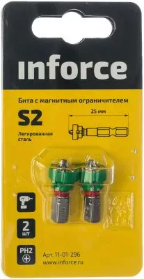 Inforce Бита с магнитным ограничителем/держателем PH 2x25 мм 2 шт 11-01-296