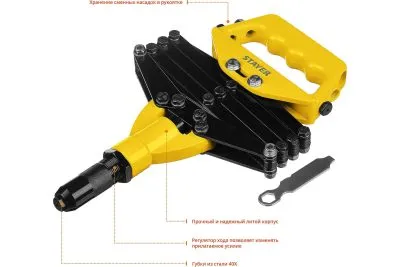 STAYER заклепки 2.4-4.8 мм, заклепочник рычажно-складной RX-900 POWER- 3115 Профессионал