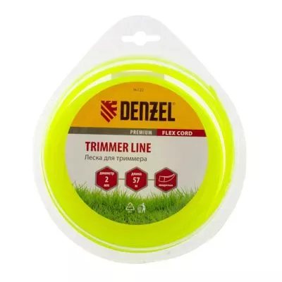 Леска для триммера, квадрат 2 мм х 57 м, блистер Flex cord Denzel