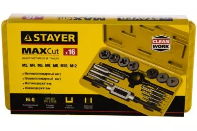 STAYER 16 предметов, набор метчиков и плашек MaxCut 28010-H16_z01
