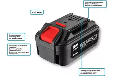 Аккумуляторная батарея Energy+ 18 V, Li-Ion, 4.0 Ач GRAPHITE 58g004