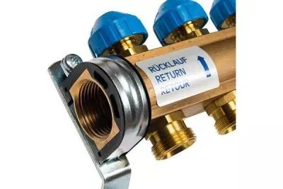Коллекторная группа WATTS HKV - 1"ВР/ВР на 6 контуров 3/4"EK (с вентилями, латунь)