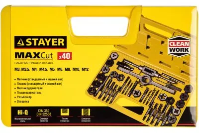 STAYER 40 предметов, легированная сталь, набор метчиков и плашек MaxCut 2805-H40_z01