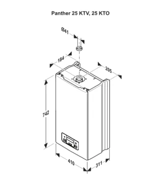 Котел газовый настенный Protherm пантера 25 KTO - 25 кВт (одноконтурный, закрытая камера сгорания)