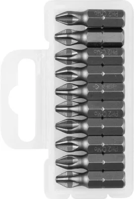 ЗУБР PH2, 25 мм, 10 шт., биты кованые МАСТЕР 26001-2-25-10