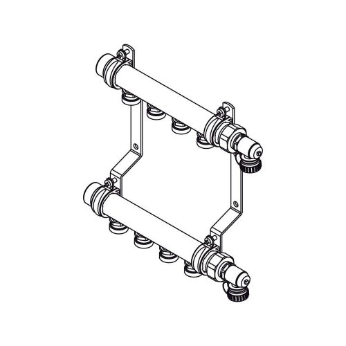 Коллекторная группа REHAU HLV 8 - 1" на 8 контура 3/4" EK (нержавеющая сталь, без шаровых кранов)