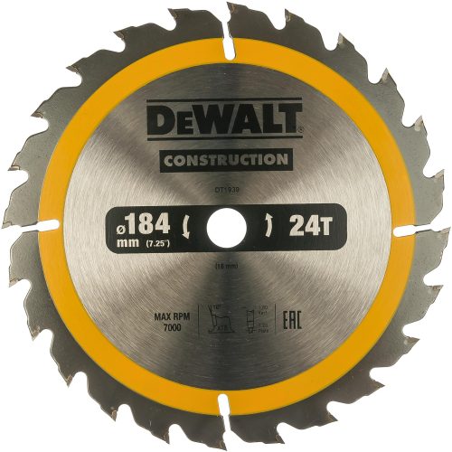 Пильный диск CONSTRUCT (184х16 мм; 24 ATB) Dewalt DT1939