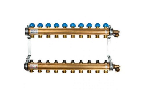 Коллекторная группа WATTS HKV - 1"ВР/ВР на 10 контуров 3/4"EK (с вентилями, латунь)