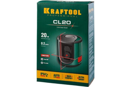 KRAFTOOL 20 м, нивелир лазерный линейный сверхъяркий CL-20 34700