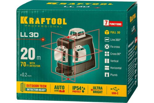 KRAFTOOL в коробке, нивелир лазерный LL 3D 34640_z01