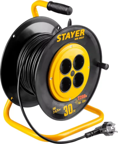 STAYER 20 м, 1300Вт, ПВС 2x0,75 удлинитель на катушке MS 207 55073-30_z01