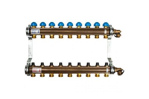 Коллекторная группа WATTS HKV - 1"ВР/ВР на 9 контуров 3/4"EK (с вентилями, латунь)