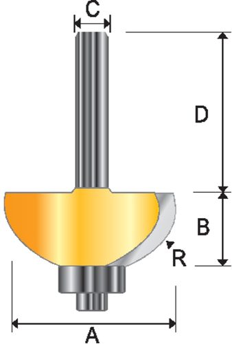 Фреза внешний радиус Галтель (15.5х9.5х8х32 мм; R3 мм; S8 мм; 2Т) Makita D-11433