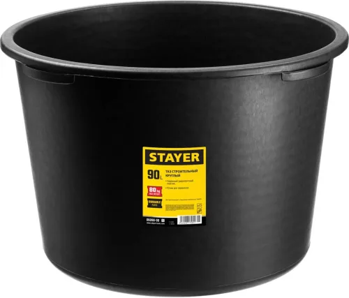 STAYER 90 л, 42x64x64 см, пластмассовый, круглый, таз строительный 06098-90_z01