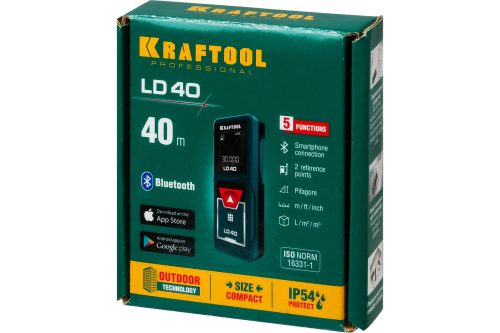 KRAFTOOL дальность 5 см - 40 м, точность 1,5 мм, лазерный дальномер 34763