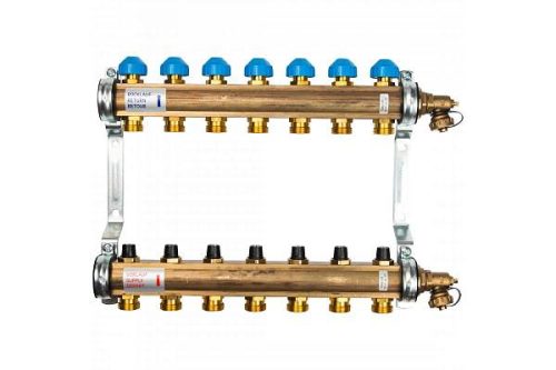 Коллекторная группа WATTS HKV - 1"ВР/ВР на 7 контуров 3/4"EK (с вентилями, латунь)