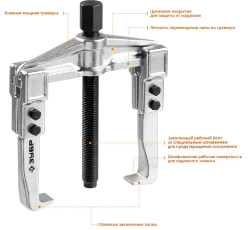ЗУБР 2-захватный, 100 мм, съемник раздвижной 43310-115-100