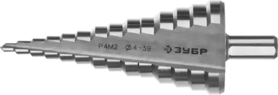 ЗУБР 4-39 мм, 14 ступеней, Р4М2 сверло ступенчатое 29665-4-39-14