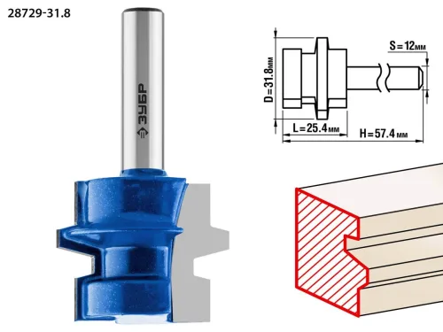 ЗУБР 31.8 x 25.4 мм, хвостовик 12 мм, фреза комбинированная универсальная 28729-31.8 Профессионал