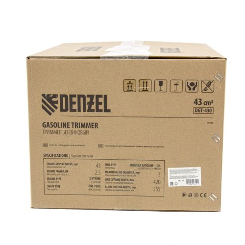 Триммер бензиновый DGT 430, 43 см3, 2.5 л. с, неразъемная штанга, состоит из 2 частей Denzel