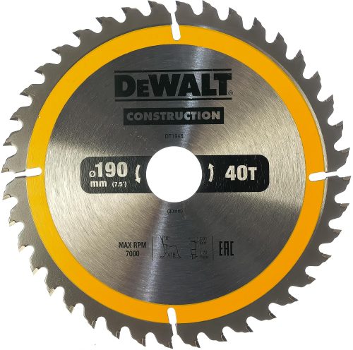 Пильный диск CONSTRUCT (190х30 мм; 40 ATB) Dewalt DT1945