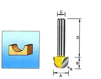 Фреза галтельная (12х9,5х32 мм; хвостовик 8 мм; 2 лезвия) Makita D-10805