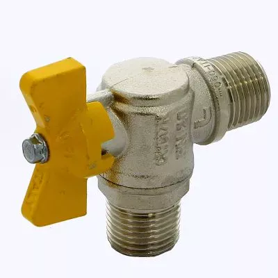 Кран шаровой угловой ITAP 060 - 1/2" (НР/НР, PN5, ручка-бабочка желтая, для газа)
