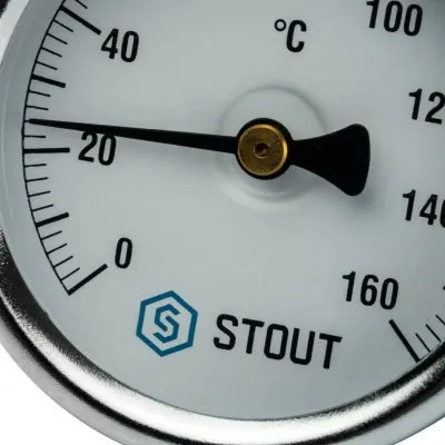 SIM-0002-635015 STOUT Термометр биметаллический с погружной гильзой. Корпус Dn 63 мм, гильза 50 мм 1/ 2", 0...160°С